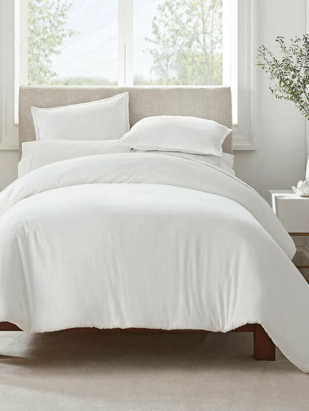 Serta Simply Clean Antimicrobial King Duvet Set, 3 Piece- White